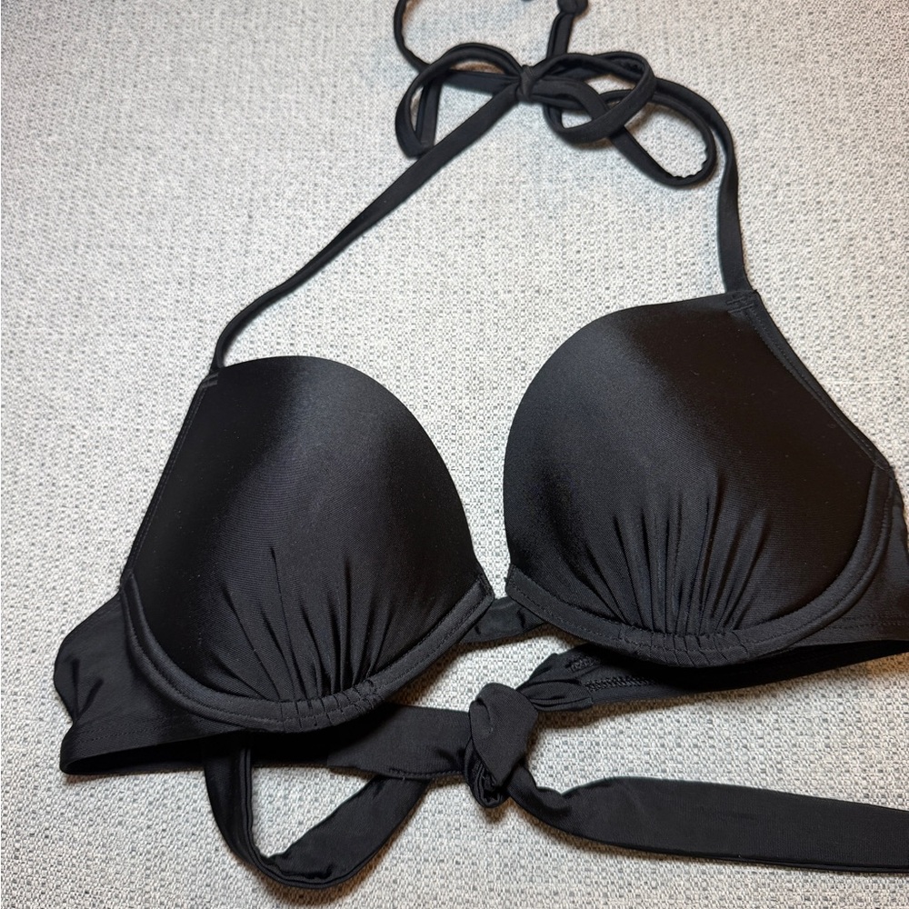 Aeropostale Black Halter Push-Up Bikini Top